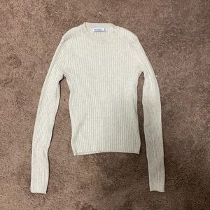 BERSHKA BEIGE/CREAM LONG SLEEVE TIGHT SWEATER